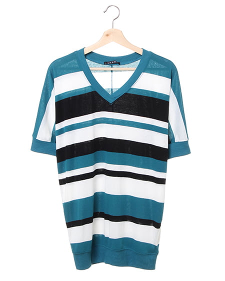 INGNI(イング) イレギュラーボーダー／ドルマントップス ﾀｰｺｲｽﾞｸﾞﾘｰﾝ