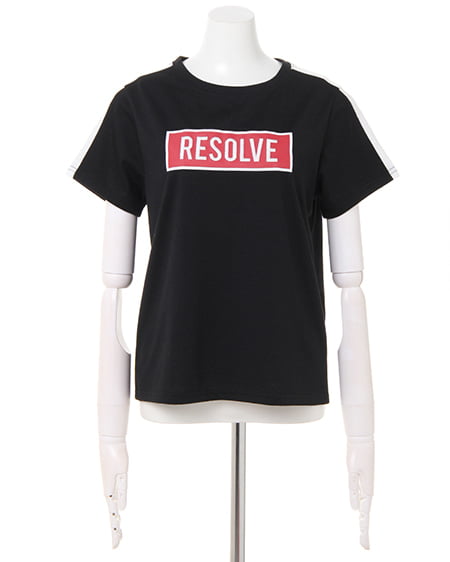 INGNI(イング) 袖ラインBOXロゴTシャツ クロ