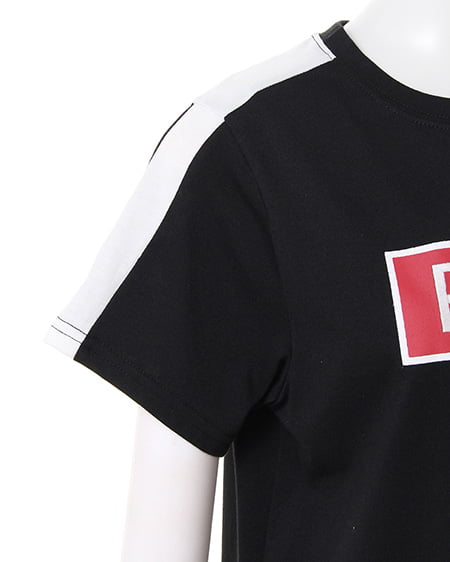 INGNI(イング) 袖ラインBOXロゴTシャツ クロ