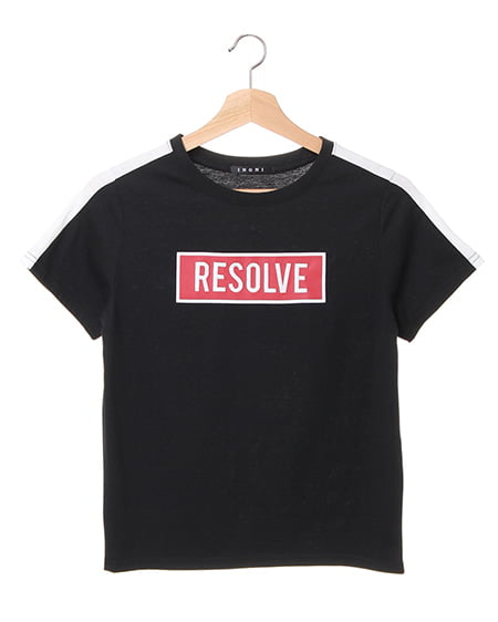 INGNI(イング) 袖ラインBOXロゴTシャツ クロ