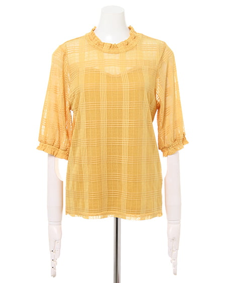 INGNI（イング） シャドーチェック／トップス ｲｴﾛｰ