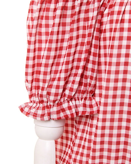 INGNI（イング） オフショル／柄トップス ｱｶ/ｷﾞﾝｶﾞﾑ