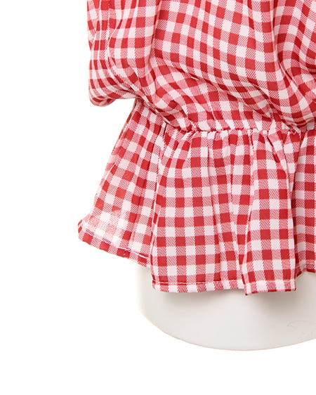 INGNI（イング） オフショル／柄トップス ｱｶ/ｷﾞﾝｶﾞﾑ