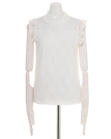 INGNI（イング） ラッフルスリーブ／レーストップス ｵﾌﾎﾜｲﾄ