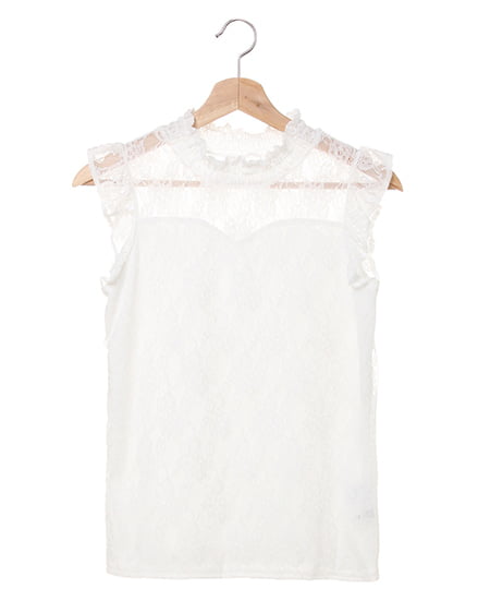 INGNI(イング) ラッフルスリーブ／レーストップス ｵﾌﾎﾜｲﾄ