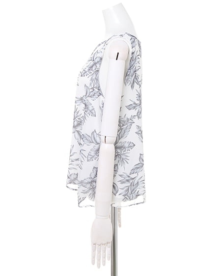 INGNI（イング） リーフ柄ノースリ／トップス ｵﾌﾎﾜｲﾄ/ｸﾞﾚｰ