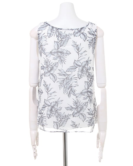 INGNI（イング） リーフ柄ノースリ／トップス ｵﾌﾎﾜｲﾄ/ｸﾞﾚｰ