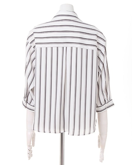 INGNI（イング） 裾タックトロミスキッパー7分袖／シャツ ｵﾌｸﾛ/ｽﾄﾗｲﾌﾟA