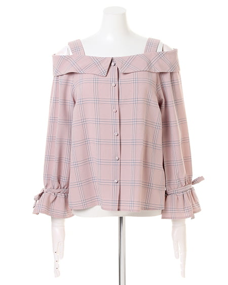 INGNI（イング） チェック柄オフショル／ブラウス ﾋﾟﾝｸ