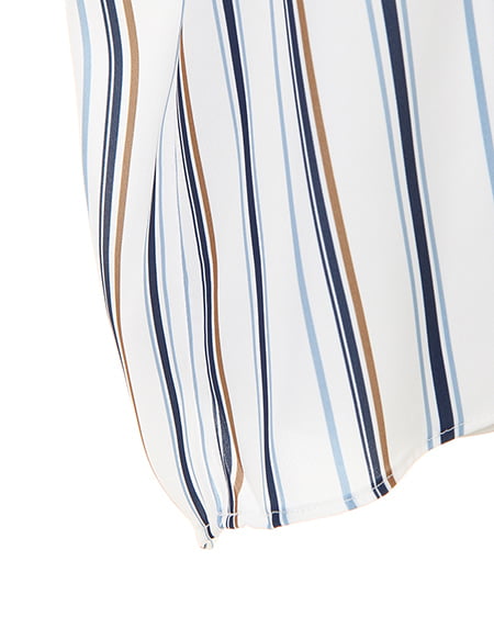 INGNI（イング） マルチストライプ柄スキッパー／シャツ ｵﾌﾎﾜｲﾄ/ｻｯｸｽ