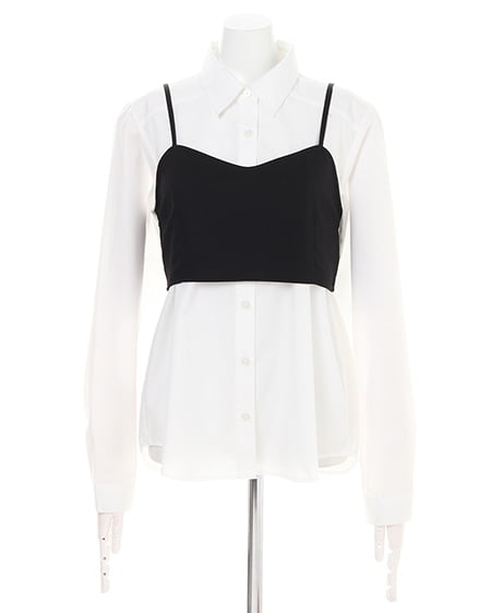 INGNI（イング） シャツ＋ビスチェ／SET ｸﾛ/ｵﾌﾎﾜｲﾄ