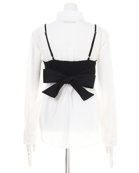 INGNI（イング） シャツ＋ビスチェ／SET ｸﾛ/ｵﾌﾎﾜｲﾄ