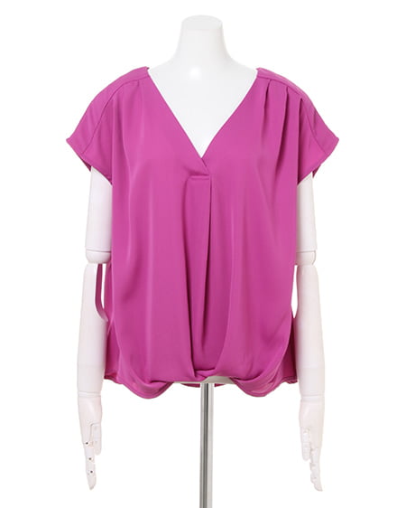 INGNI（イング） 裾タックトロミフレンチスリーブ／ブラウス ﾊﾟｰﾌﾟﾙ/ﾋﾟﾝｸ