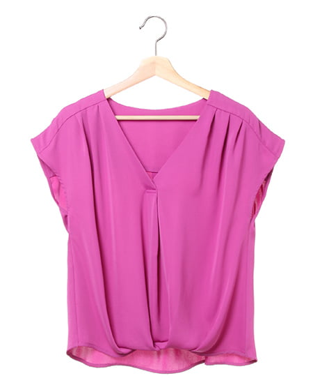 INGNI(イング) 裾タックトロミフレンチスリーブ／ブラウス パープル/ピンク