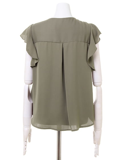 INGNI（イング） ラッフルスリーブスキッパーシャツ ｶｰｷ