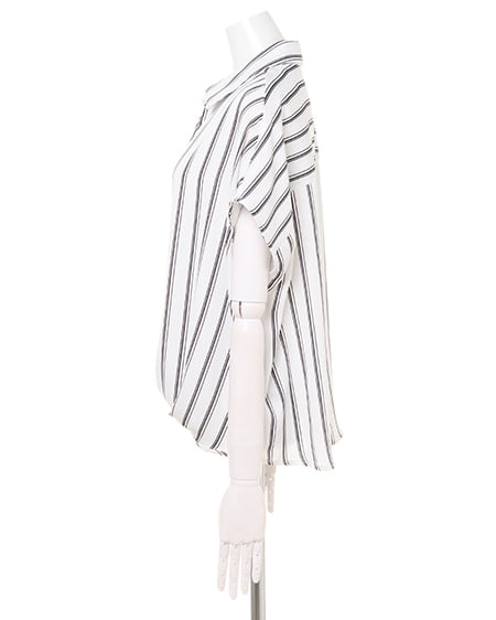 INGNI（イング） 裾タックトロミ／スキッパーシャツ ｵﾌｸﾛ/ｽﾄﾗｲﾌﾟA