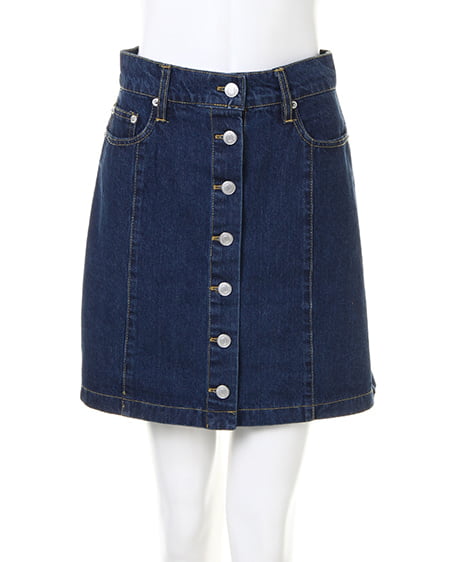 INGNI(イング) 前ボタン台形スカート/B デニム/ブルー
