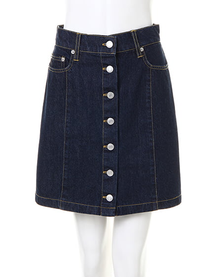 INGNI（イング） 前ボタン台形スカート／B ﾃﾞﾆﾑ/ｺﾝ