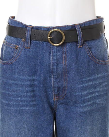 INGNI（イング） ベルト付きデニムワイドパンツ／B ﾃﾞﾆﾑ/ﾌﾞﾙｰA