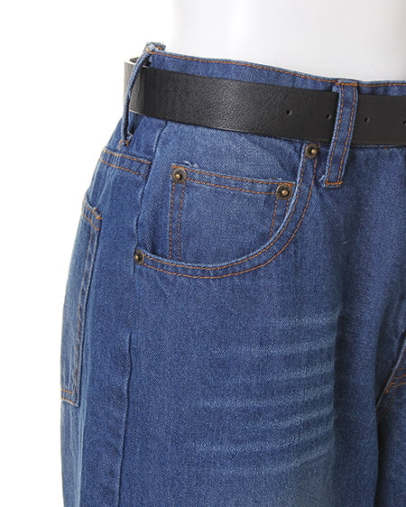 INGNI（イング） ベルト付きデニムワイドパンツ／B ﾃﾞﾆﾑ/ﾌﾞﾙｰA