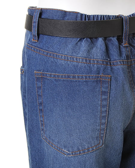 INGNI（イング） ベルト付きデニムワイドパンツ／B ﾃﾞﾆﾑ/ﾌﾞﾙｰA