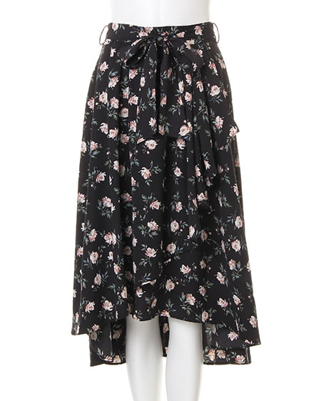 INGNI（イング） 花柄ラップイレヘム／スカート ｸﾛ