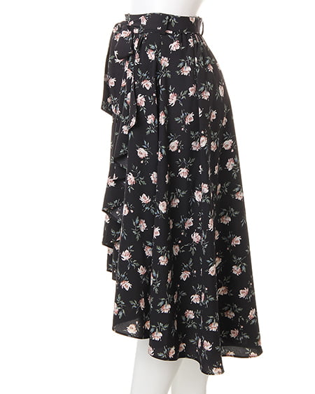 INGNI（イング） 花柄ラップイレヘム／スカート ｸﾛ