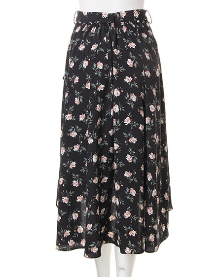 INGNI（イング） 花柄ラップイレヘム／スカート ｸﾛ