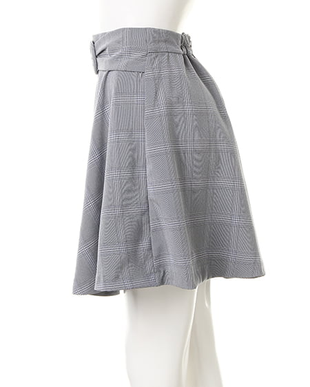 INGNI（イング） チェック柄フレア／スカート／A ﾗｲﾄｸﾞﾚｰ