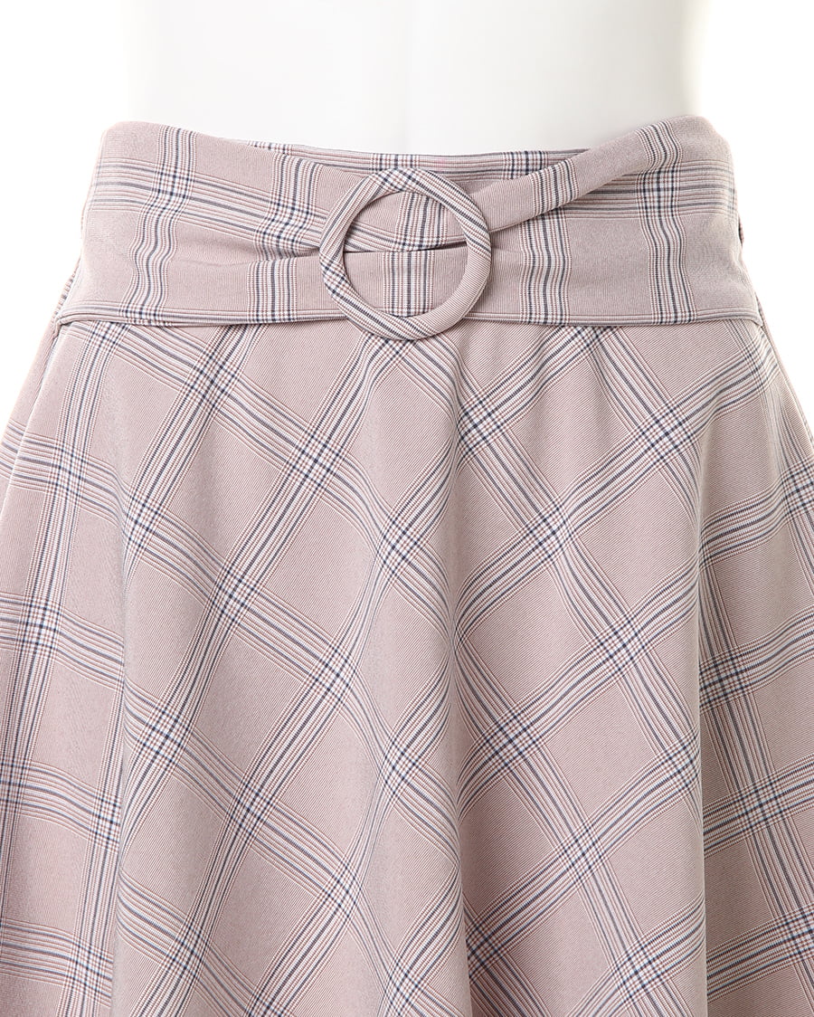 【PRADA】チェック柄 フレアスカート 黒 ピンク グレー チェック柄フレアスカート 4サイズ ボトムス[品番：IK000007418