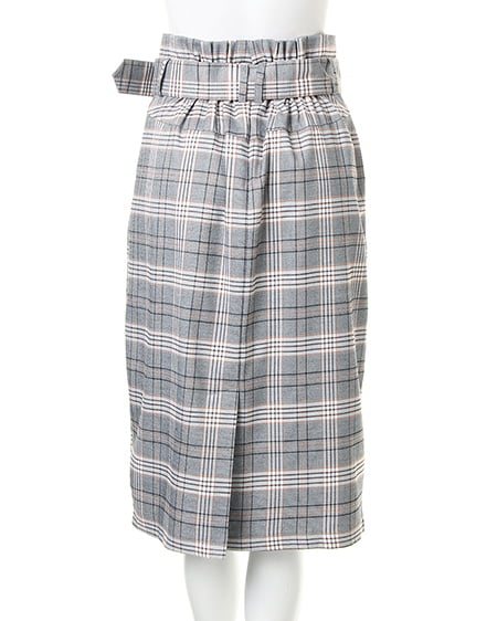 INGNI(イング) 共ベルト付チェック柄ナロー/スカートB グレー/チェック