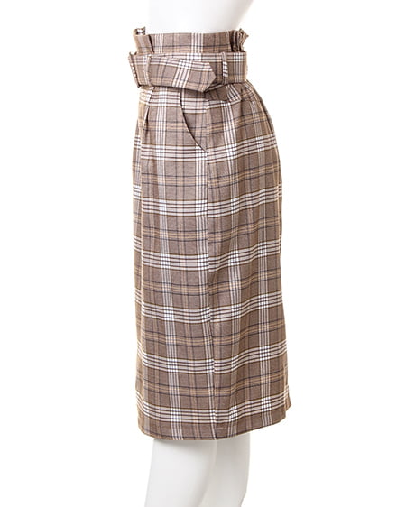 INGNI(イング) 共ベルト付チェック柄ナロー/スカートB ベージュ/チェック