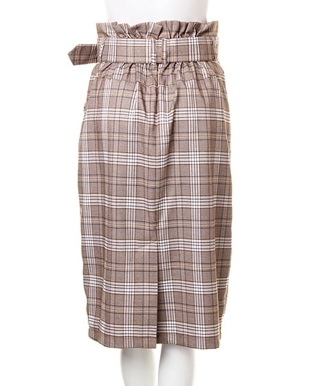 INGNI(イング) 共ベルト付チェック柄ナロー/スカートB ベージュ/チェック