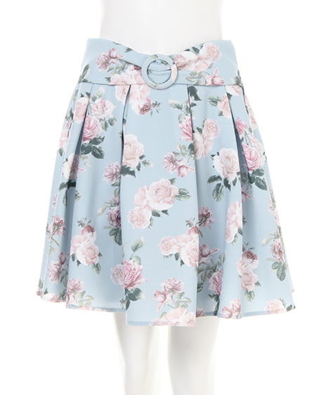 INGNI（イング） ウエストリボン花柄タックフレア／スカート ｻｯｸｽ