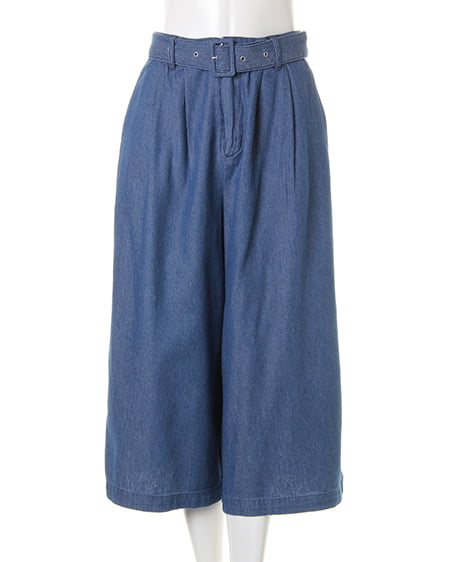 INGNI（イング） 共ベルト付ガウチョ／パンツ／A ﾃﾞﾆﾑ/ﾌﾞﾙｰ