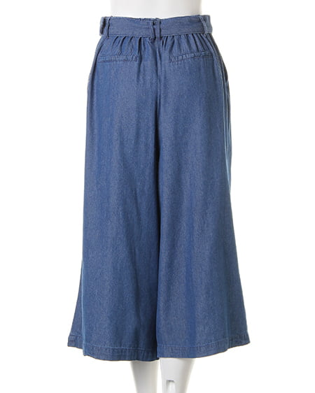 INGNI（イング） 共ベルト付ガウチョ／パンツ／A ﾃﾞﾆﾑ/ﾌﾞﾙｰ