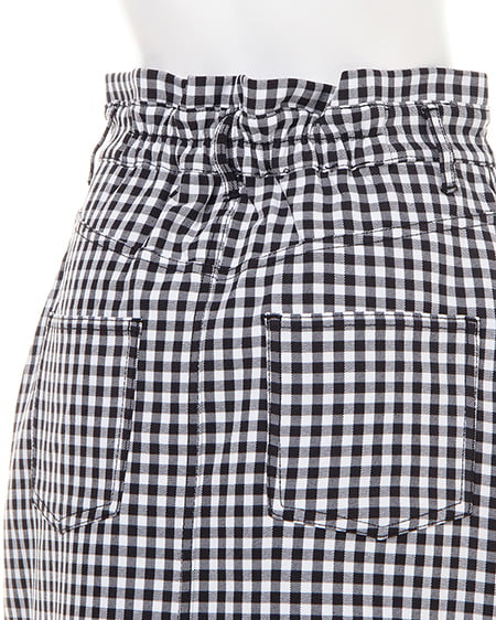 INGNI（イング） ベルト付きギンガム台形スカート ｸﾛ/ｵﾌﾎﾜｲﾄ