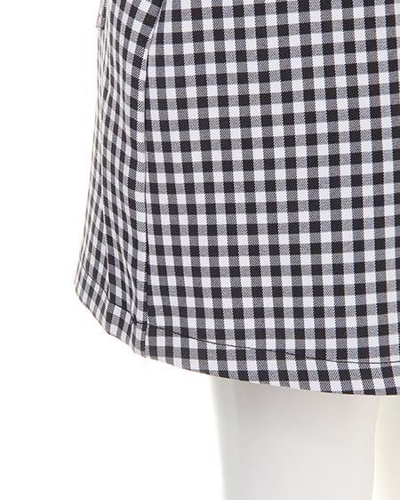 INGNI（イング） ベルト付きギンガム台形スカート ｸﾛ/ｵﾌﾎﾜｲﾄ