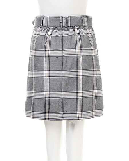 INGNI（イング） ベルト付きチェック柄ラップ台形／スカート ｸﾞﾚｰ/ﾁｪｯｸ