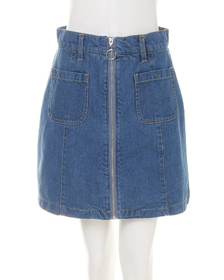 INGNI（イング） 前ポケット前ZIP台形スカート ﾃﾞﾆﾑ/ﾗｲﾄﾌﾞﾙｰ