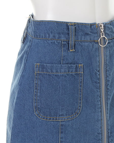 INGNI（イング） 前ポケット前ZIP台形スカート ﾃﾞﾆﾑ/ﾗｲﾄﾌﾞﾙｰ