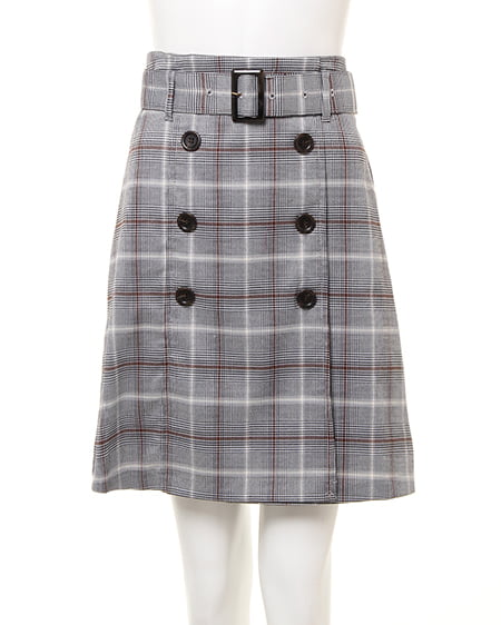 INGNI（イング） チェック柄ラップ台形／スカート ｸﾞﾚｰ/ﾌﾞﾗｳﾝ