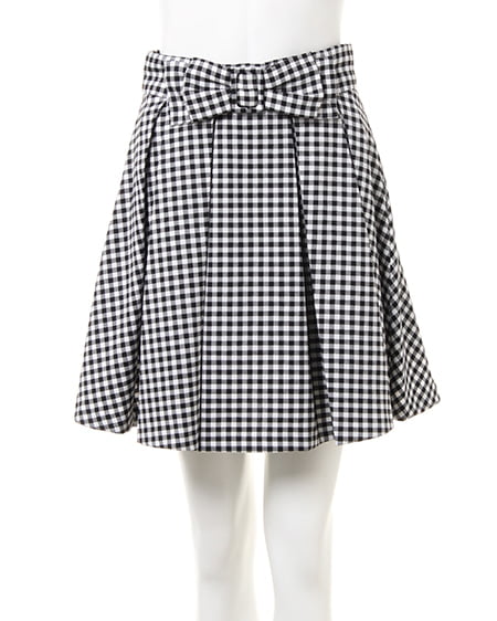 INGNI(イング) ウエストリボン/タック入りスカパン クロ/ギンガム