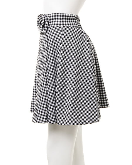 INGNI(イング) ウエストリボン/タック入りスカパン クロ/ギンガム