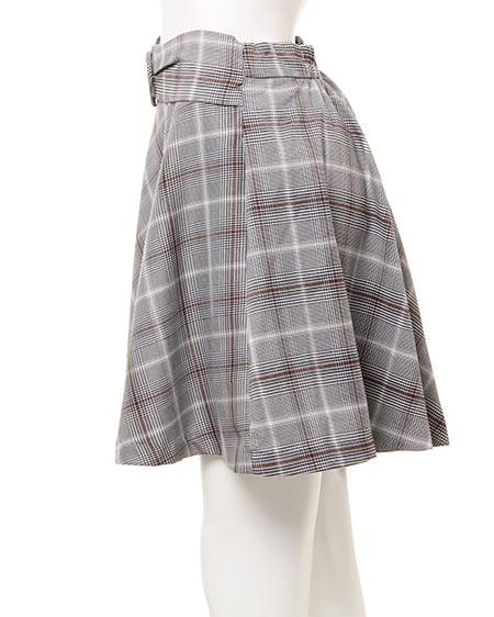 INGNI（イング） ウエストリボングレンチェックフレア／スカート ｸﾞﾚｰ/ﾌﾞﾗｳﾝ