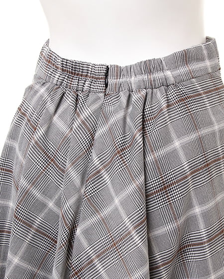 INGNI（イング） ウエストリボングレンチェックフレア／スカート ｸﾞﾚｰ/ﾌﾞﾗｳﾝ