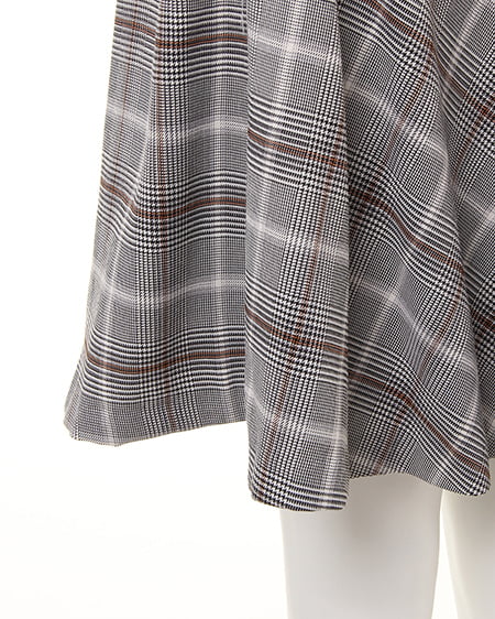 INGNI（イング） ウエストリボングレンチェックフレア／スカート ｸﾞﾚｰ/ﾌﾞﾗｳﾝ