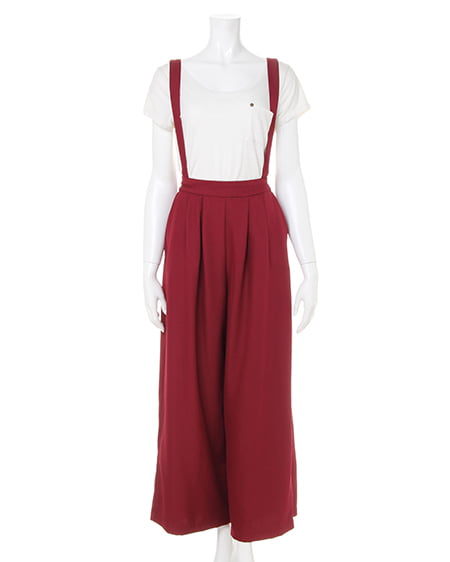 INGNI(イング) サス付ツイルワイド/パンツ ボルドー