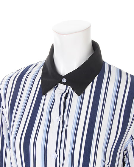 INGNI（イング） サッシュ付きマルチストライプシャツ／ワンピース ｵﾌﾎﾜｲﾄ/ｺﾝ