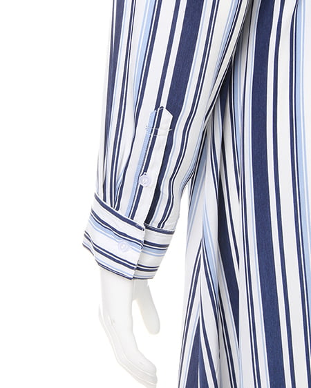 INGNI（イング） サッシュ付きマルチストライプシャツ／ワンピース ｵﾌﾎﾜｲﾄ/ｺﾝ